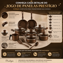 Jogo de Panela Prestigio 10 Peças - Aço Inox Anti-Aderente 5 em 1 + BRINDE: Kit Utensílios